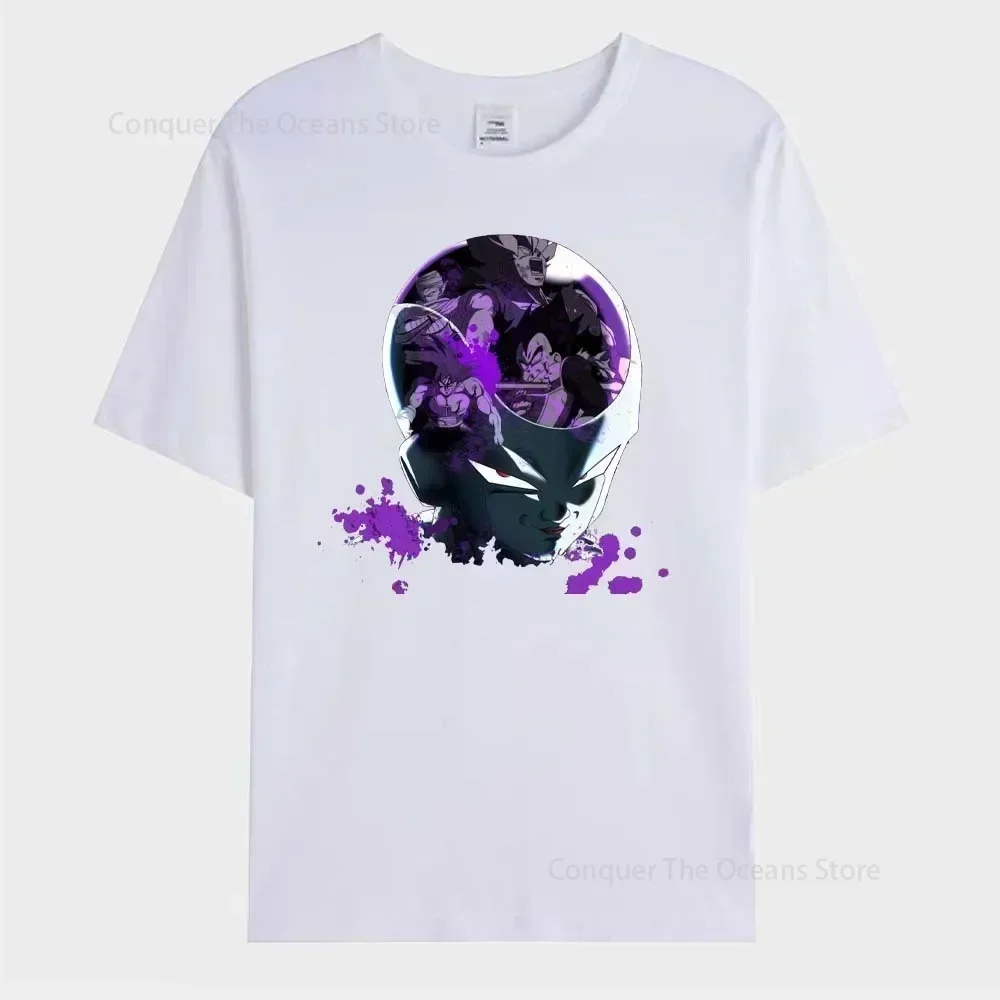 Japanese Anime Frieza Printed Men\'s T-Shirt Goku Summer Short Sleeves Cosplay Tees High Quality Casual Streetwear Women\'s Tops
