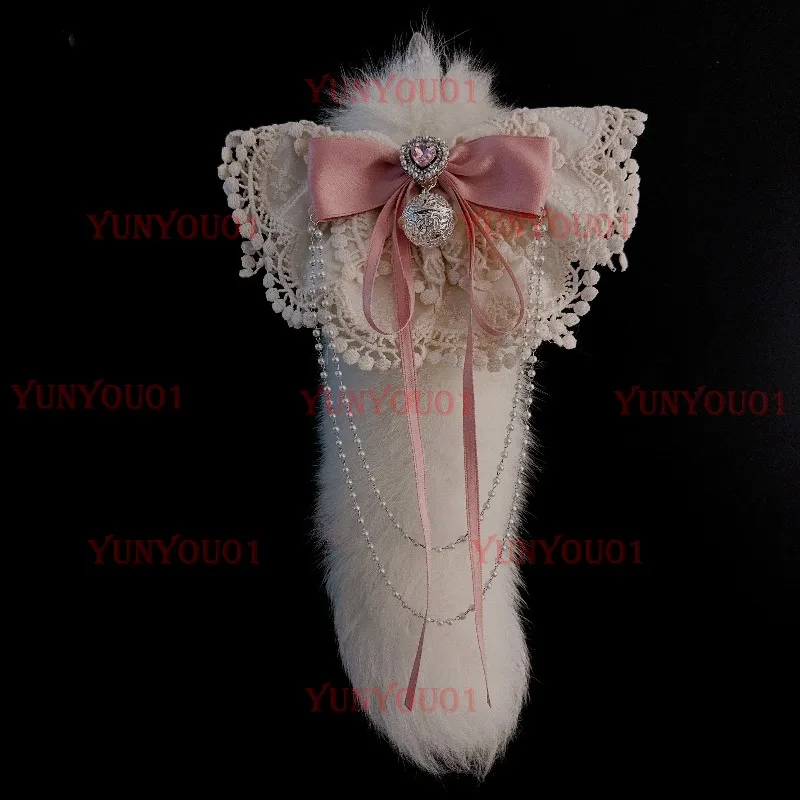 Pink Bow Necklace Body Chain Hanging Chain Jewelry Bell Strawberry Tail Clip Set Gift