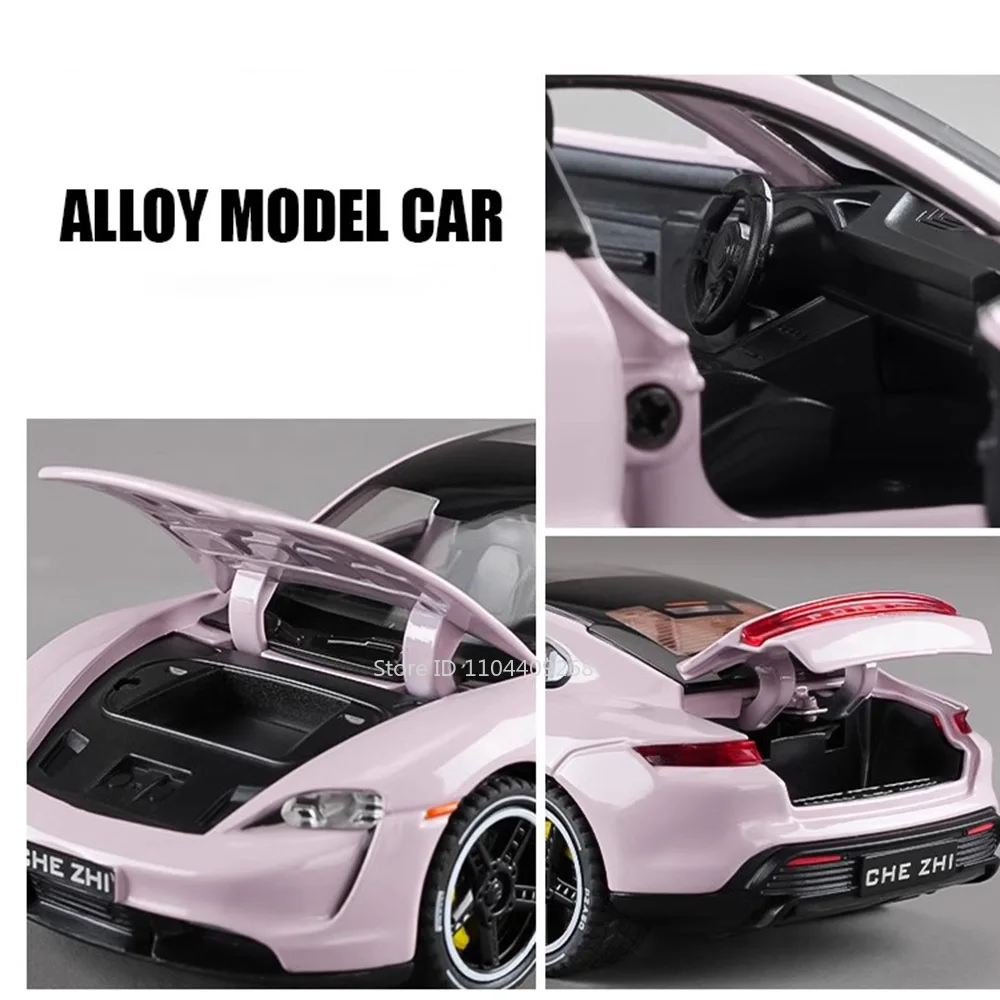 Scala 1:32 Taycan 911 GT3 Modello di auto sportiva Giocattolo Diecast in metallo Suono Luce Tirare indietro Veicoli in miniatura Collezione di giocattoli Ornamenti