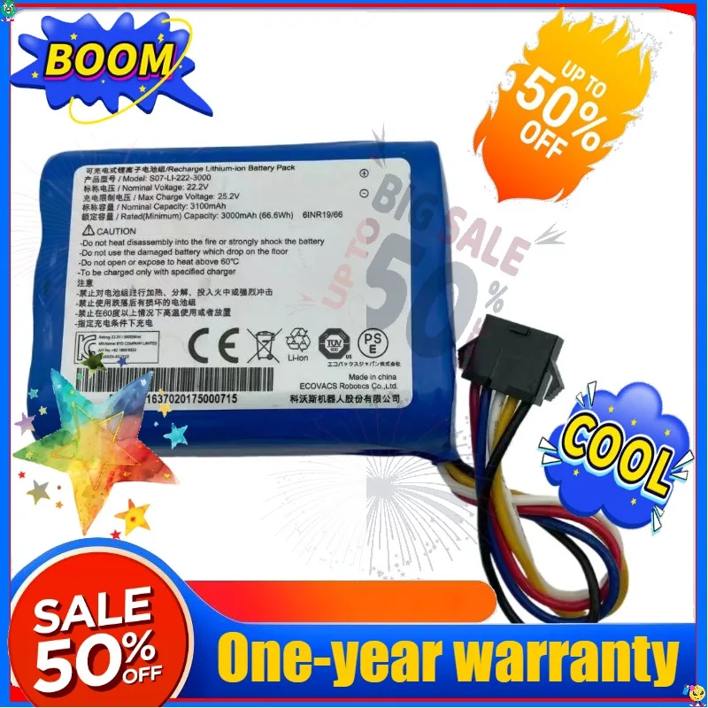 SWZY 22.2V 3000mAh For Ecovacs Cleaning Robot WA30 WA50 Battery Accessories S07-LI-222-3000