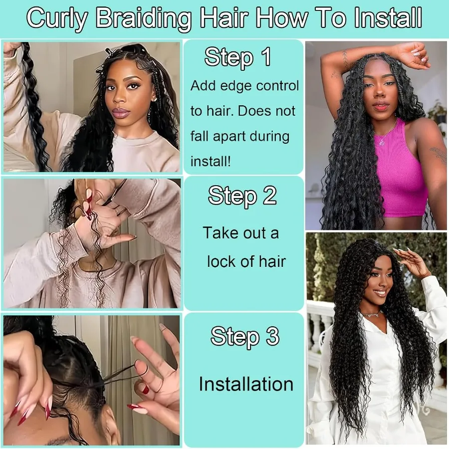 مزيج الشعر البشري الاصطناعية مجعد بوهو الشعر للتضفير 20 بوصة بوهو الضفائر 4 حزم 110 جرام حزمة الرطب والمموج موجة عميقة