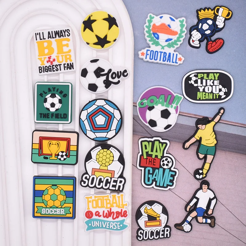 50pcs Unique Design Cartoon World Cup Football  DIY accessories  PVC Praise Shoe charmas clow for clogs Slides Gift Idea