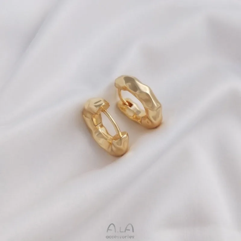 Fashion Earrings 14K Gold Electroplating Concave Convex Irregular Round Ear Buckles High-end Light Luxury Simple Ear Jewelry