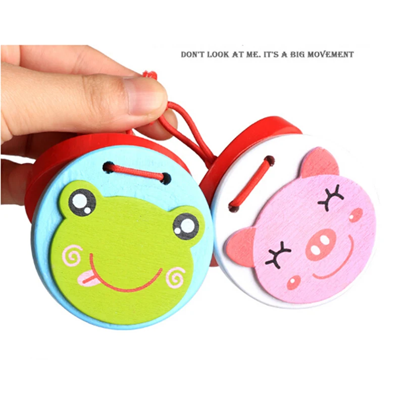 Cute Castanets Musical Instrument Toys Kids Wooden Toys Clapper Handle Baby Development Music Educational Toys For Children Gift