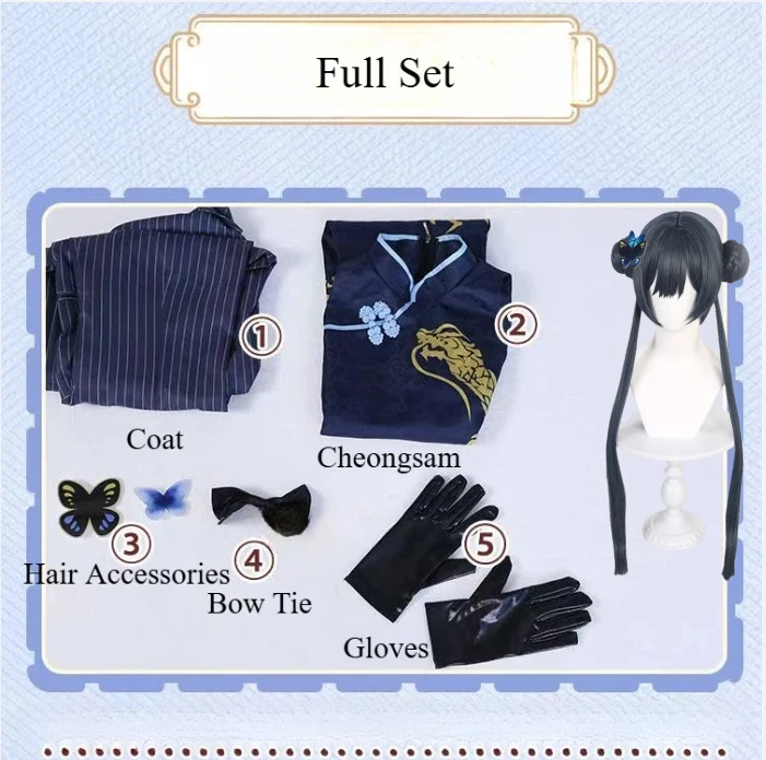 Blauw Archief Spel Cosplay Kisaki Kostuum Chinese stijl Cheongsam Sexy Qipao Volledige Set Pruik Rollenspel Outfit Halloween Party vrouwen