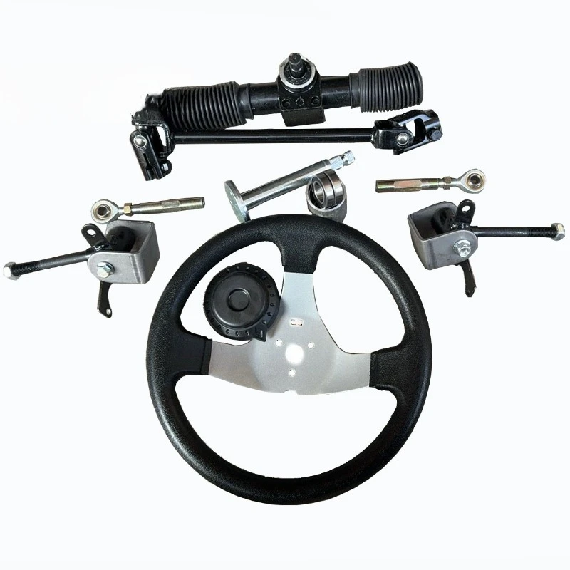DIY 4 Wheel Electric Kart Aluminum Steering Gear Assembly 12MM Thick Joint Shaft Tie Rod Ball Head ATV Replacement Parts