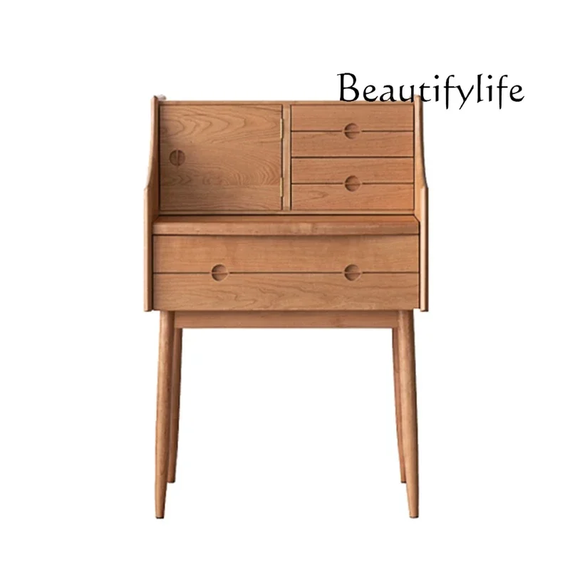 N19 N Nordic Solid Wood Dresser Cherrywood Modern Minimalist Japanese Style White Oak Bedroom Storage Makeup Table