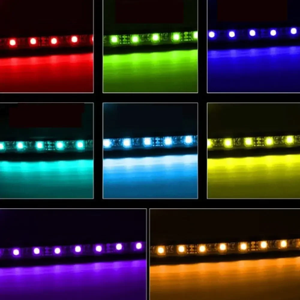 9 LED Strip Lamp Car Cigarette Lighter Atmosphere Lights Multicolor Adhesive Tap Auto Decoration Dash Foot Socket