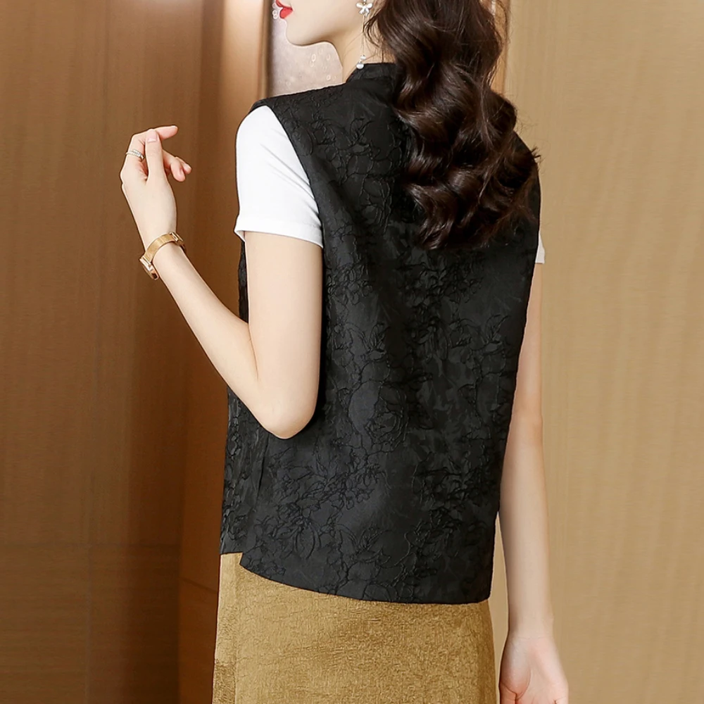 New 2024 Chic Chinese Hanfu Style Fashion Elegant Waistcoat Vintage Women Spring Summer Casual Vests