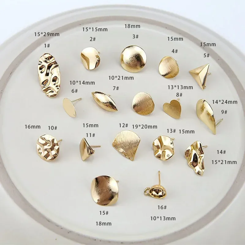 10pcs/set DIY Stainless Steel Earrings Connectors Round Irregular Gold Color Earrings Back Earrings Setting for Jewelry Making