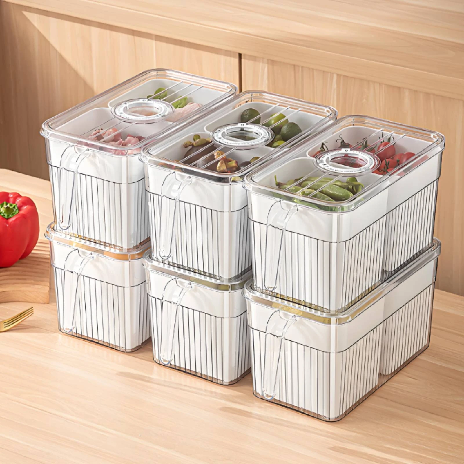 Refrigerator Organizer Box Transparent Food Storage Box Stackable Clear Lid