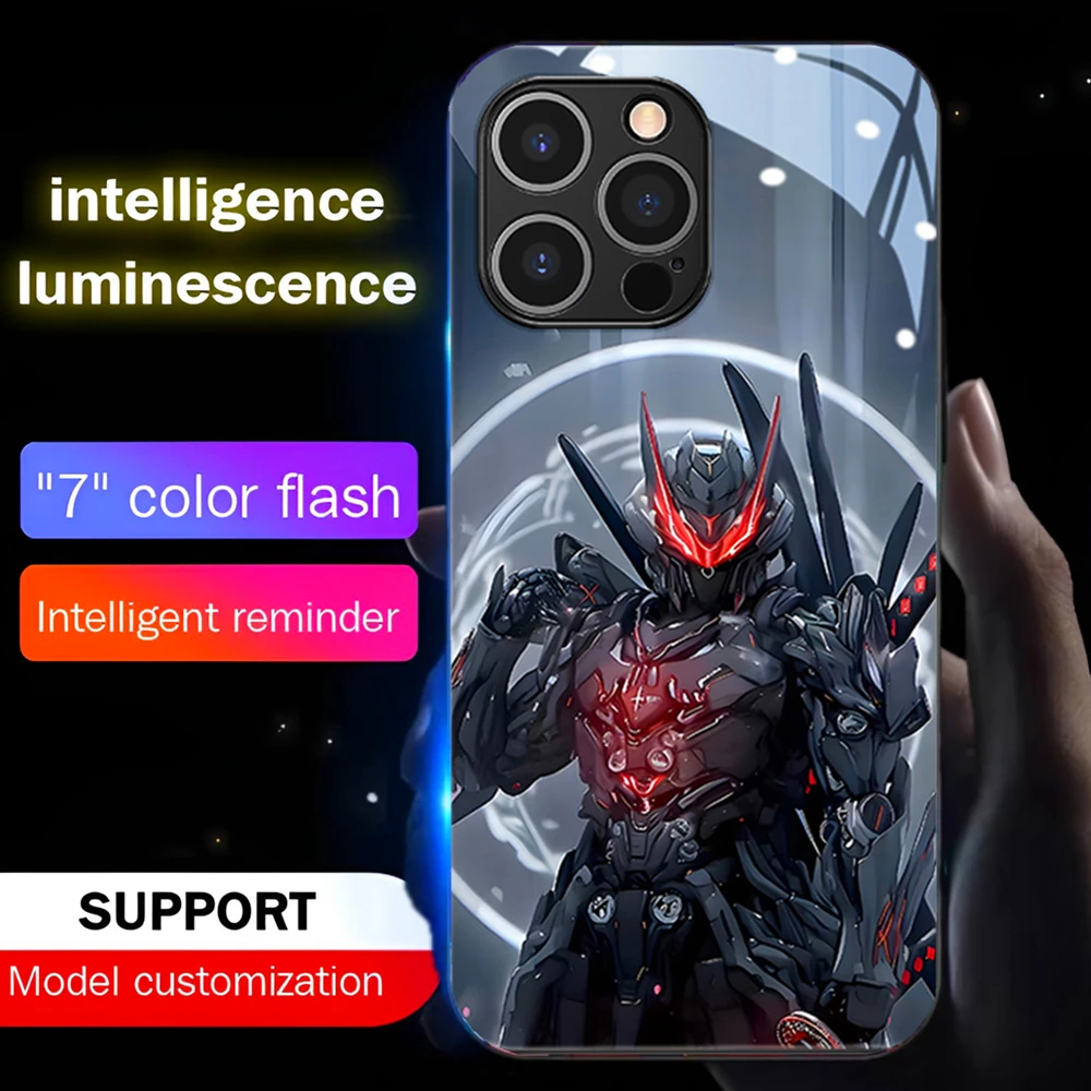 

So Cool Mech Fighter Sound Music Control Led Light Phone Case Glowing Cover For Samsung S25 S24 S23 S22 S21 S20 FE Plus Ultra