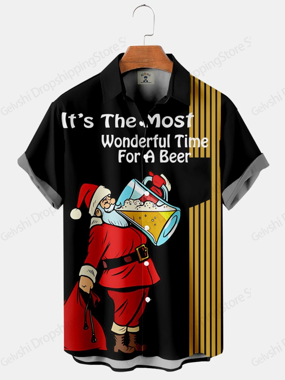 Funny Santa Claus Hawaiian Shirts Christmas 3d Print Shirts Men Women Fashion Hawaiian Shirt Beach Short Sleeve Blouse Party