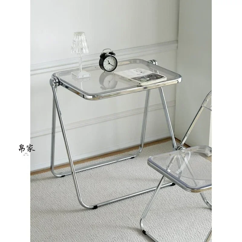 

Simple acrylic transparent, folding table, bedroom balcony table and chair combination, modern home, portable table