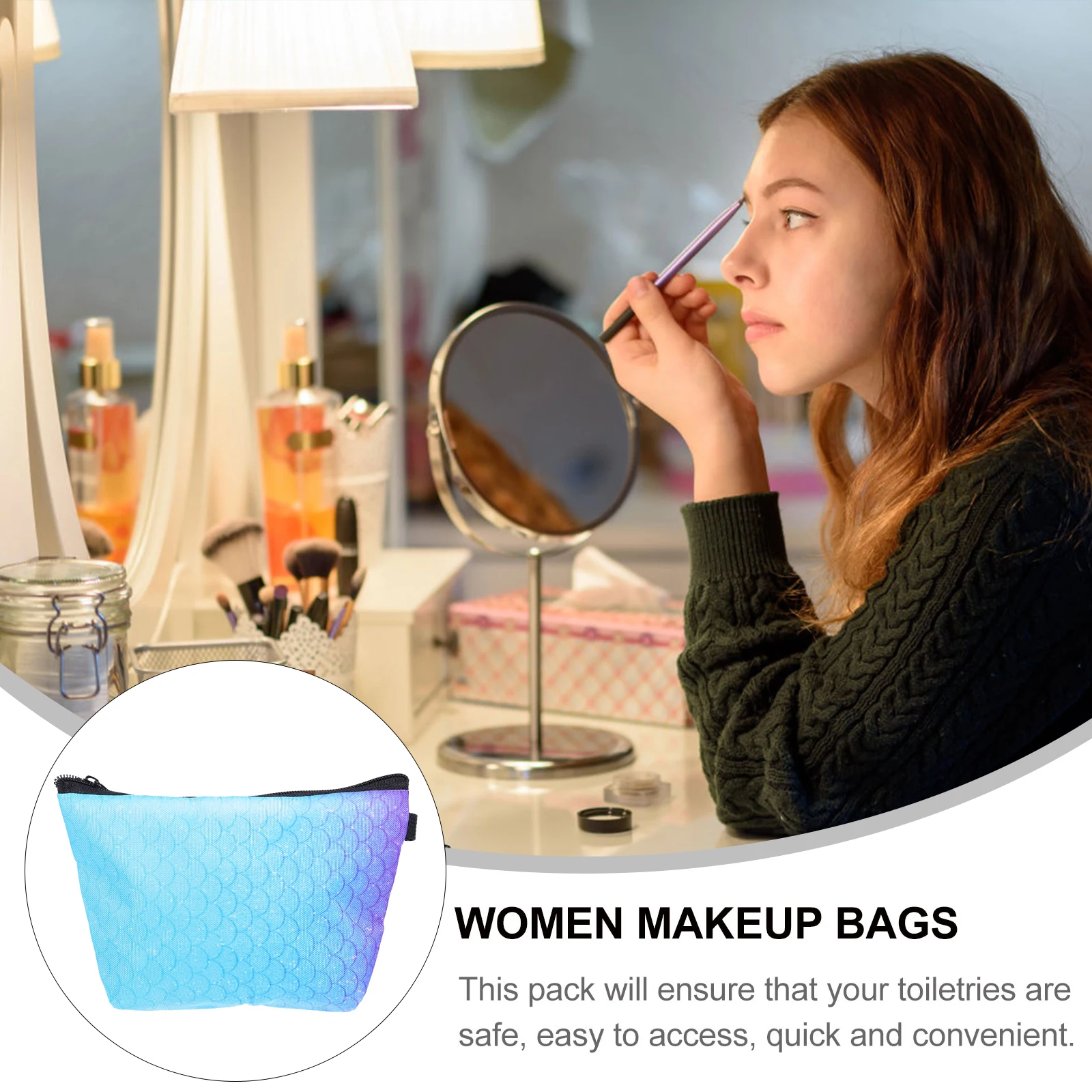

Makeup Bag Basic-chic Fish Scale Handheld Travel Wash Organizer Convenient