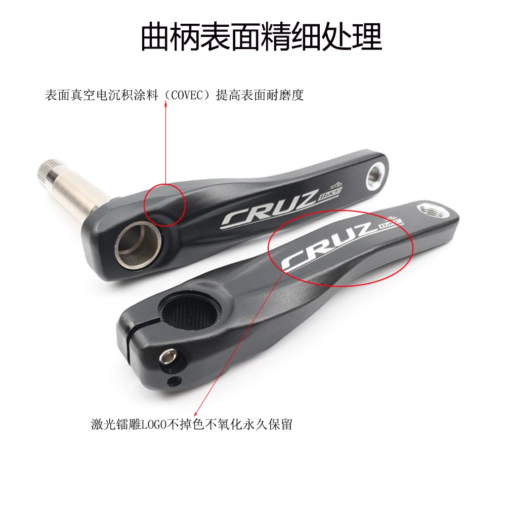 CRUZbike Bicycle Crankset MTB Bike Crank Chainring  170mm175mm Black Aluminum Alloy with Bottom