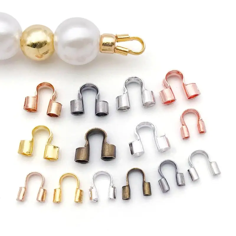 Hot Sale New 100Pcs U Shape Loop Terminal Copper Wire Guardian Thread Protector Cable Protector For Bracelets Necklaces Jewelry