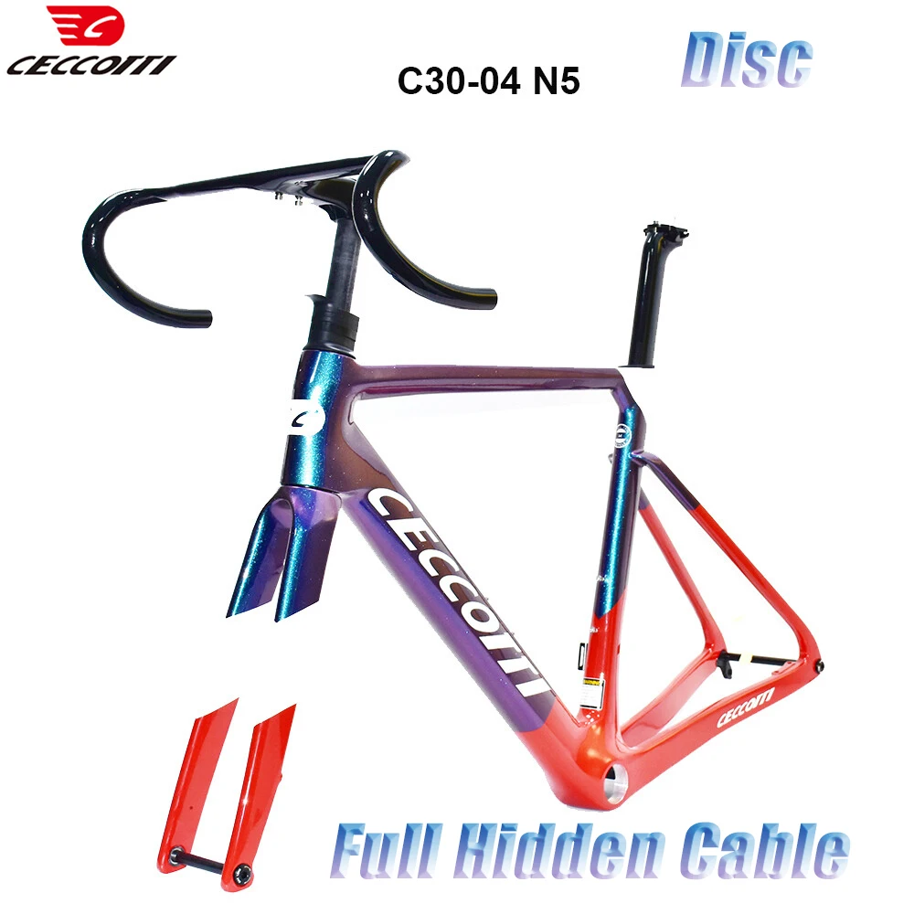 CECCOTTI RF30 Model T1000 Full Carbon Road Bike Frame Full Hidden Cable Design Disc Brake And T47BB Bicycle Frameset