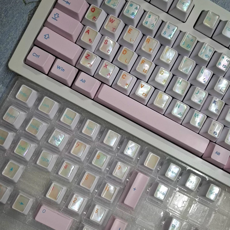 Mermaid Tears  Metal Keycap Custom Cherry Profile Zinc Alloy Silvery Mother-of-pearl Inlay Metal Point Key Cap for Gamers Design