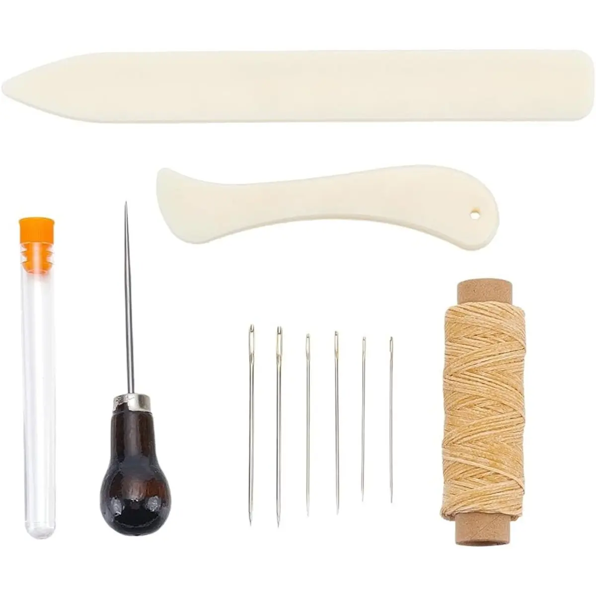 【Tools & Parts】 11Pcs Book Binding Kits Waxed Cotton Thread Plastic Bone Folder Paper Creaser Sewing for DIY Bookbinding Craft S