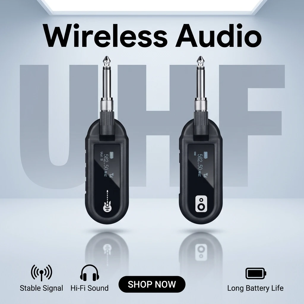 

UHF Band Audio Wireless Transmitter and Receiver for Electronic Musical Instruments, Dedicated for Electric Guitar/Electronic Ke