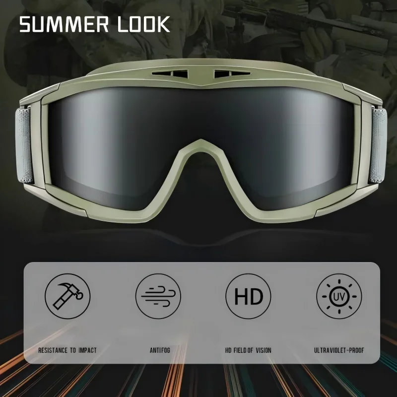 Tactical Goggles Mountaineering Shooting Sunglasses Windproof Sand Control Motocross CS Glasses 3 Lenses Rep Anti-Fog