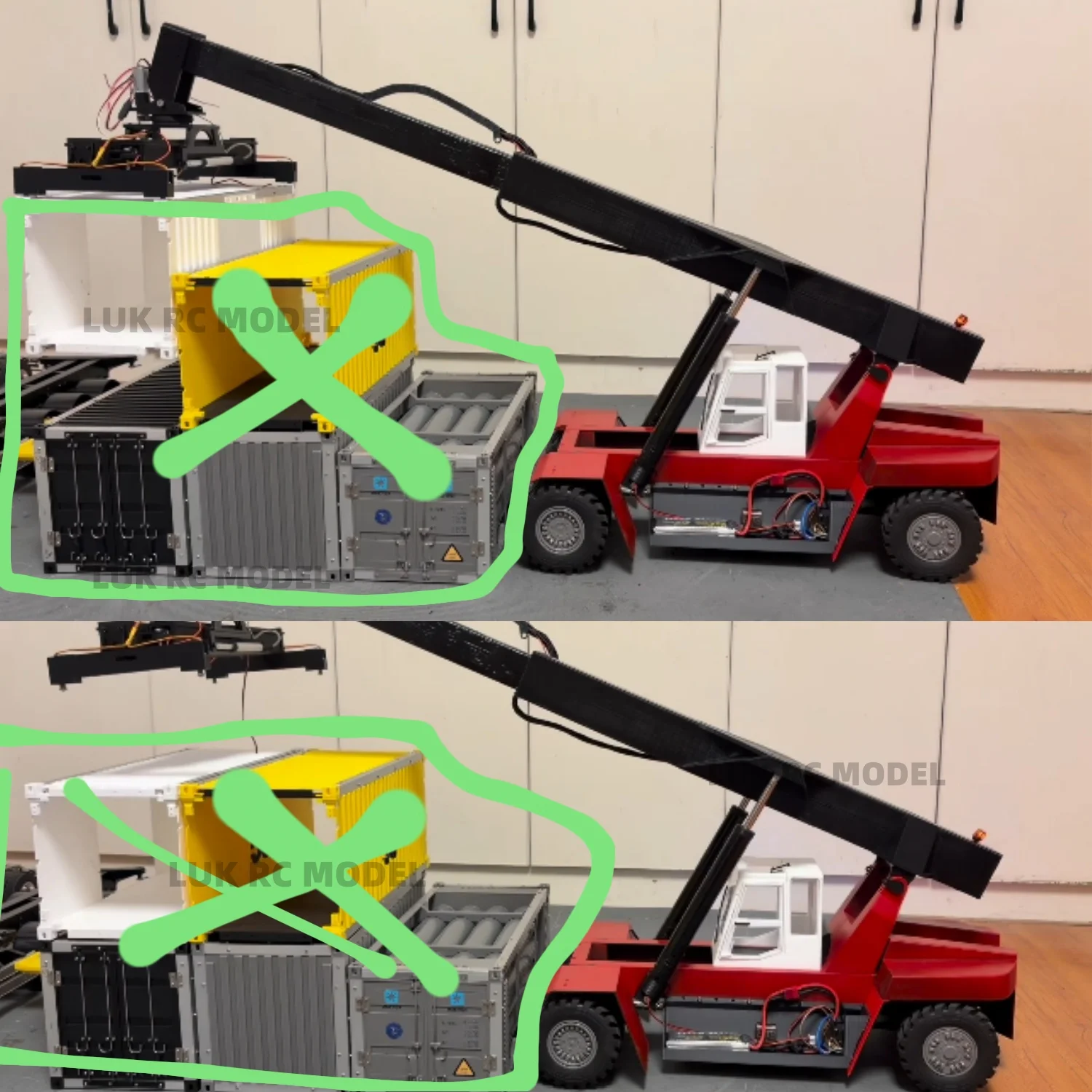 1/14 RC Reach Stacker Aluminum Alloy + 3D Printing TAMIYA 20ft Container Electric Model DIY Part Red Loader Truck