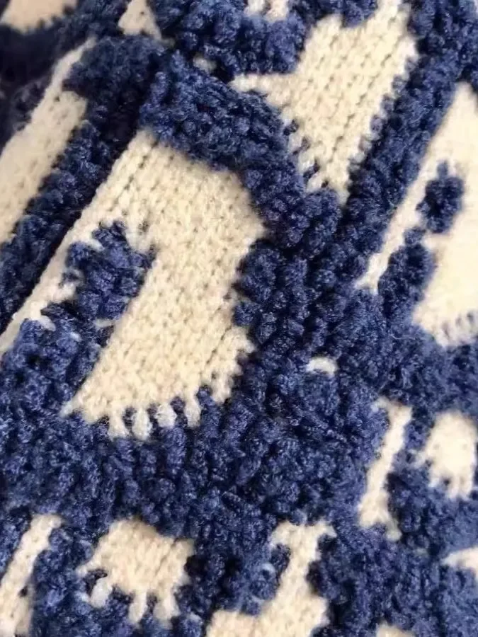 سترة محبوكة للرجال مطرزة بالزهور وسحاب تصميم كاجوال مستدير Ne بلوفر ناعم من مزيج النايلون والبوليستر طويل Sve #4