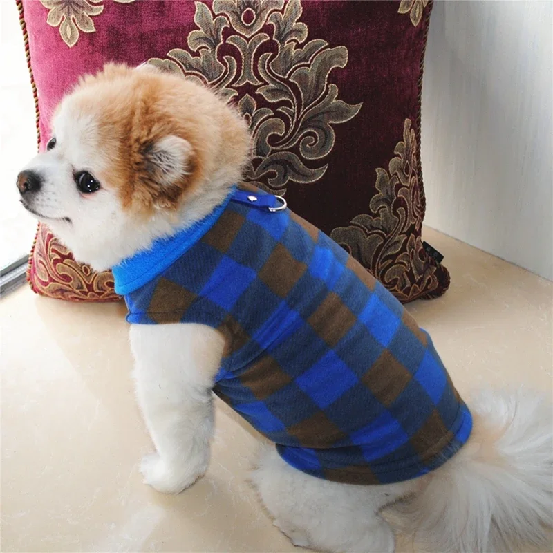 Warm Fleece Pet Dog Clothes Autumn Winter Thickened Vest Coat Small Medium Dogs Warm Costume With Traction Ring Dog clothes boy