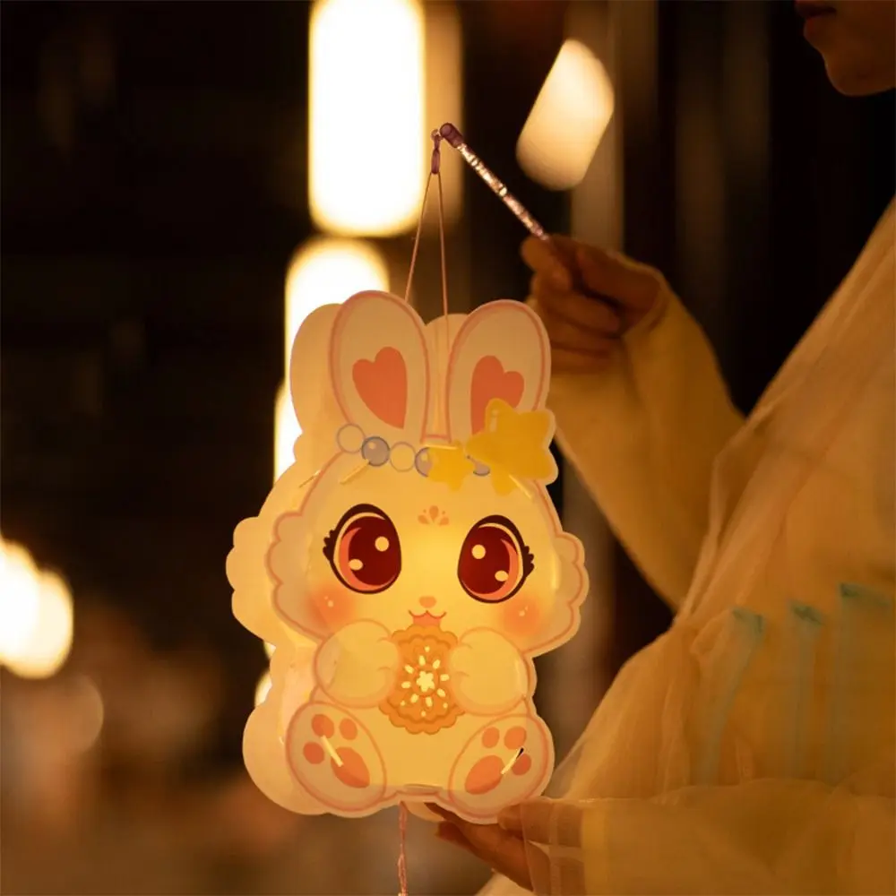 Chinese Jade Rabbit Middle Autumn Festival Lantern Luminous Hand Made Children DIY Lantern Material Kit Cartoon PP Gift