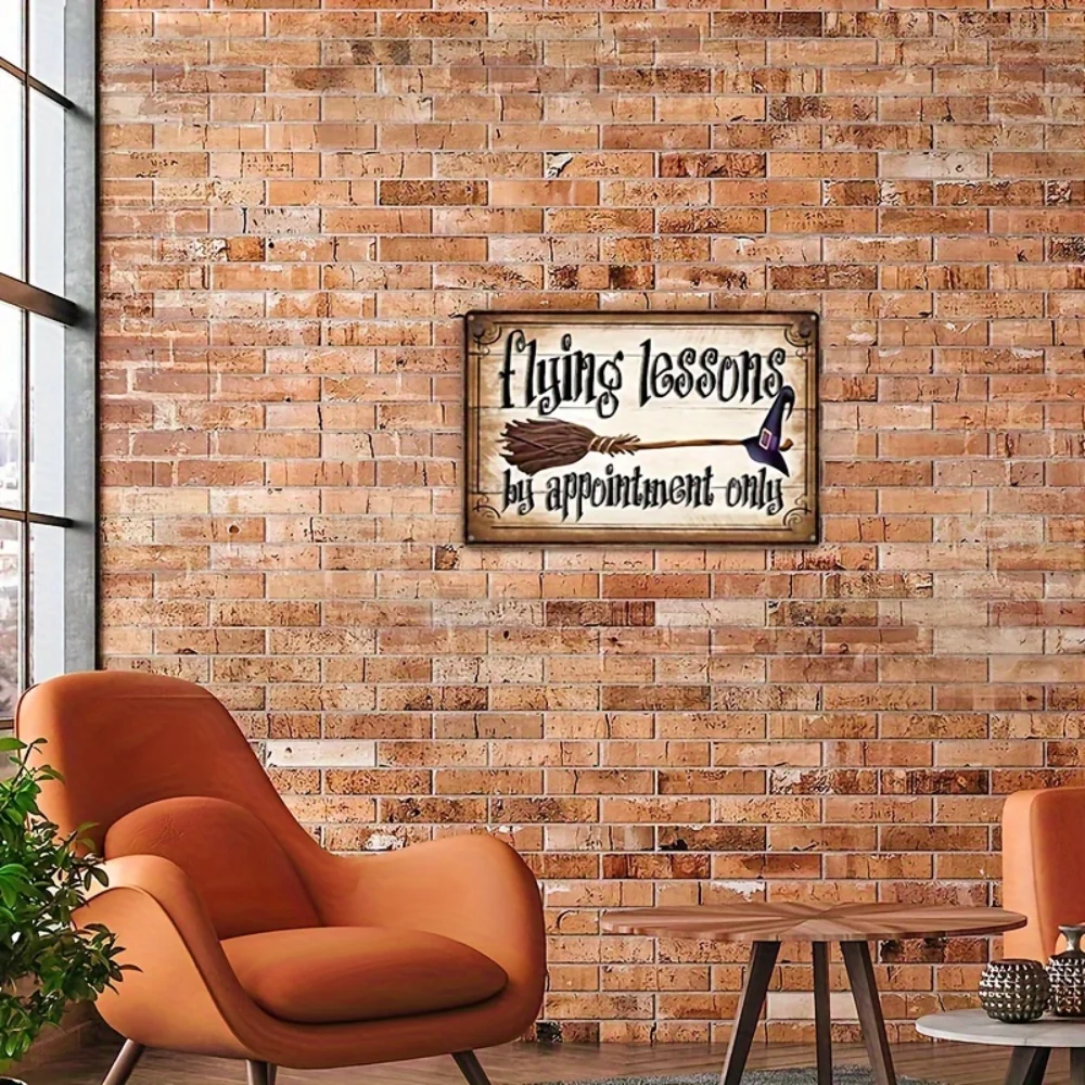 سحر السحر خمر علامة القصدير هالاويين ، كتاب درس الطيران ، جدار الفن ، مثالية لديكور المنزل والحديقة ، 8 × 12 بوصة