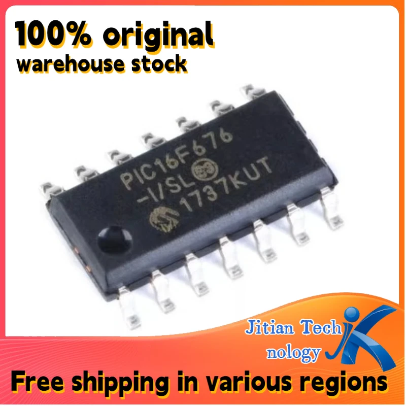 10PCS 100% new PIC16F676-I/SL PIC16F676 SOP-14 Microcontroller/8-bit chip Channel direct sales