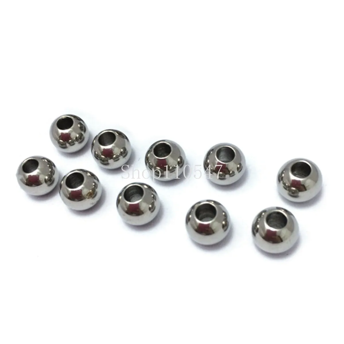 Solid Stainless Steel Ball Through Hole Outer Dia 3- 20mm Bore Dia 1.1 - 5mm Drilling Steel Ball Machinery Hardware Bracelet DIY