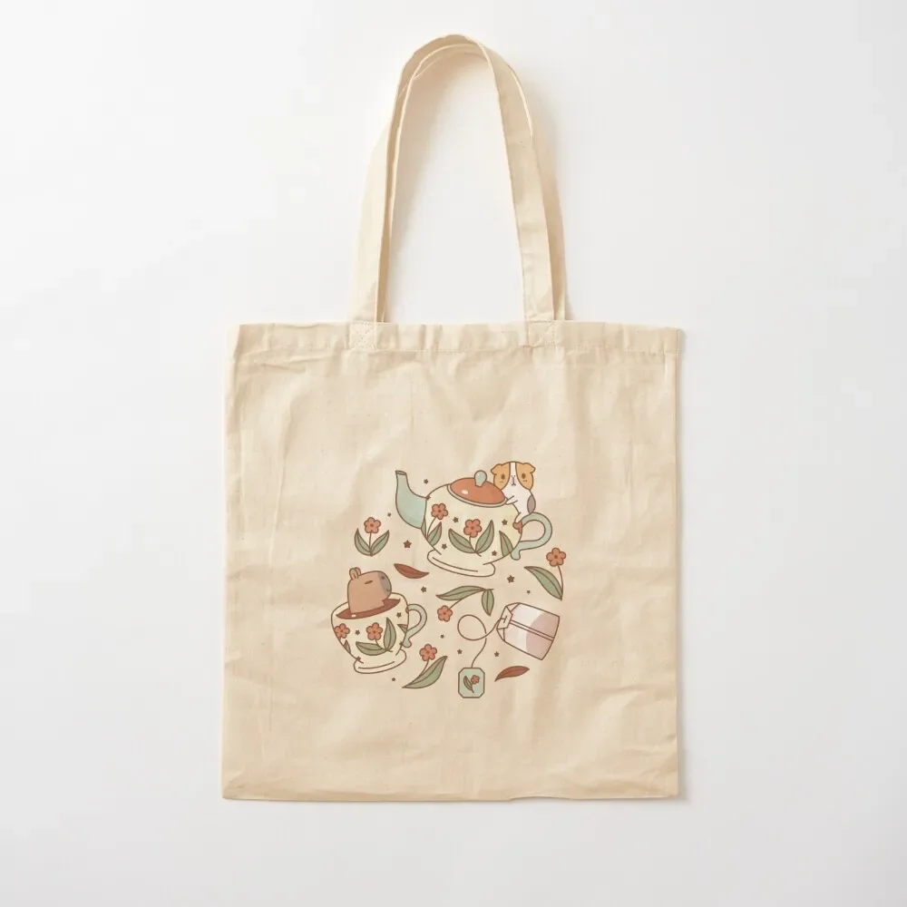 

Guinea pig and capybara Tea Party Pattern, Bubu and Moonch Tote Bag female bag Big bag Women's shopping