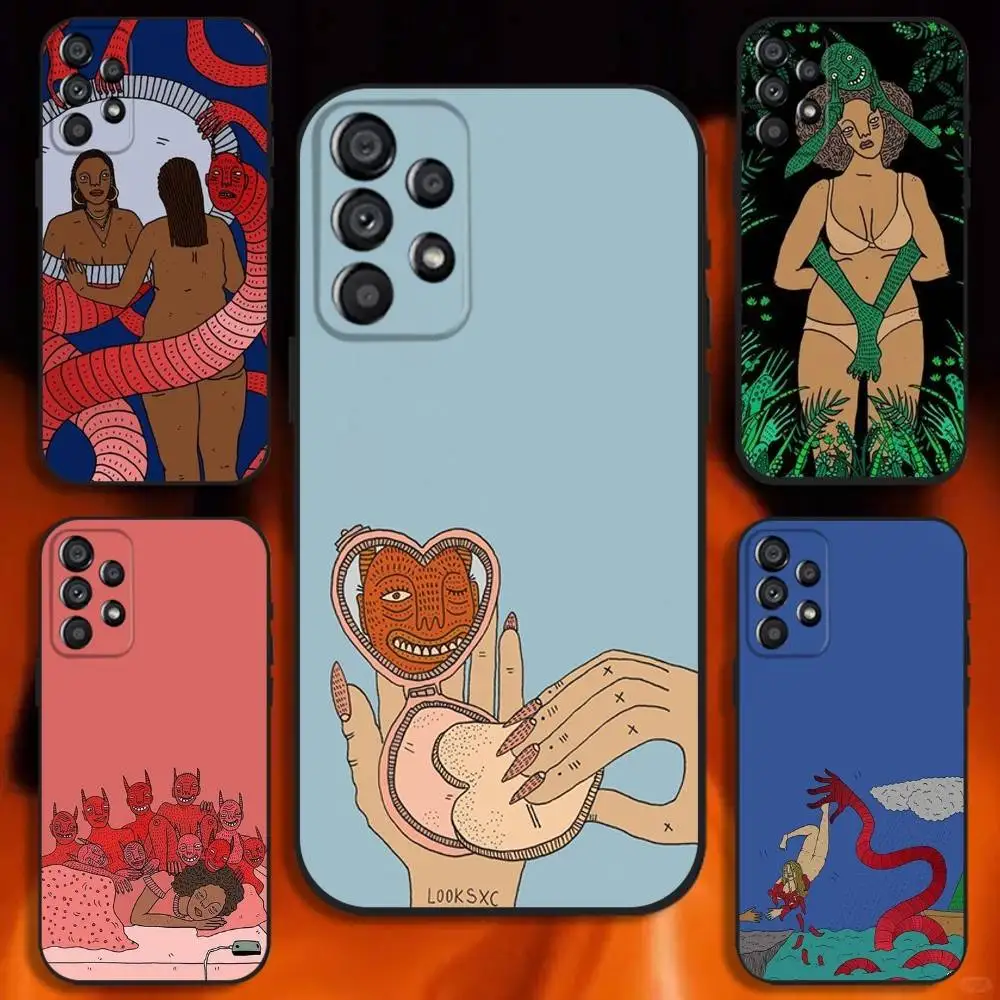 

Polly Nor Art Phone Case For Samsung Galaxy A20,A21s,A22,A31,A32,A52,A53,A72,73,A80 Soft Black Cover