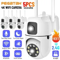 PEGATAH 4K WiFi Surveillance Cameras Dual Lens 8MP IP Camera Outdoor Security Protection Auto Tracking CCTV PTZ Cam