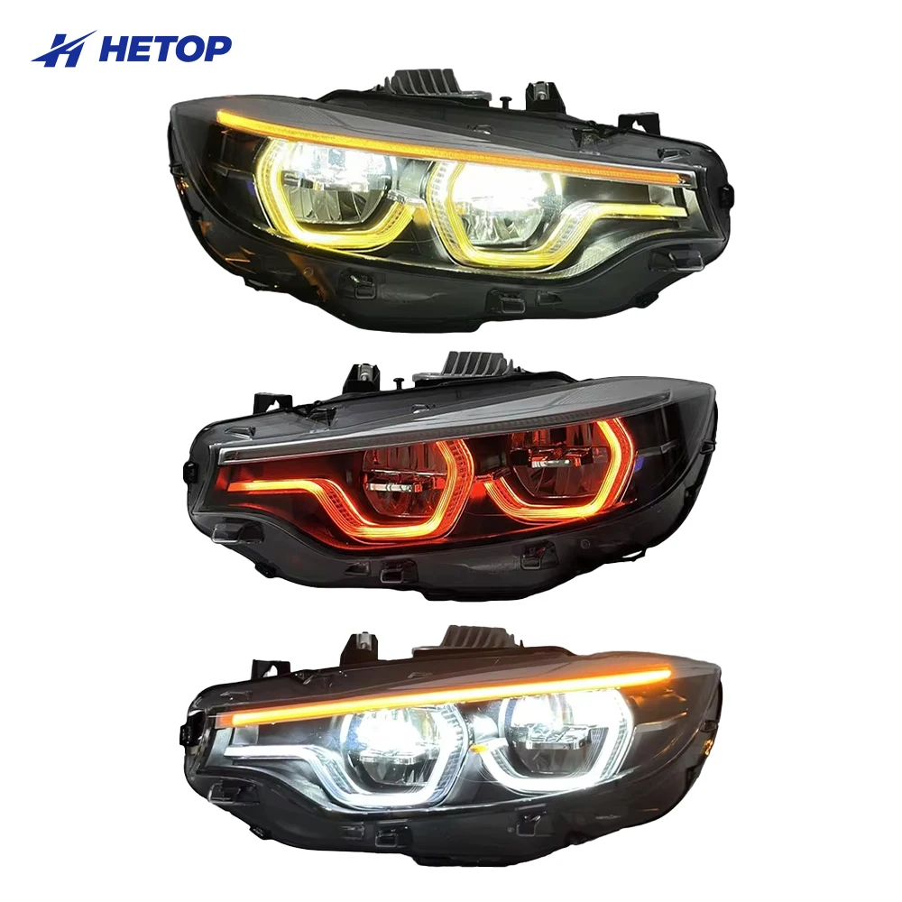 

Hetop Auto Three Colors Switchable DRL Head Lights for BMW F32 2012-2018 LED Headlights White Yellow Red