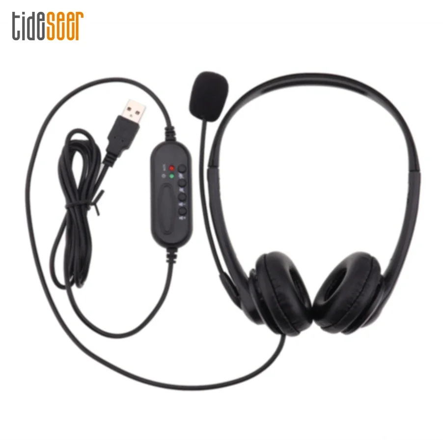 

10pcs Noise Cancelling Wired Headphones Universal USB Interface PC Headset With Microphone For Laptop Computer Call Center