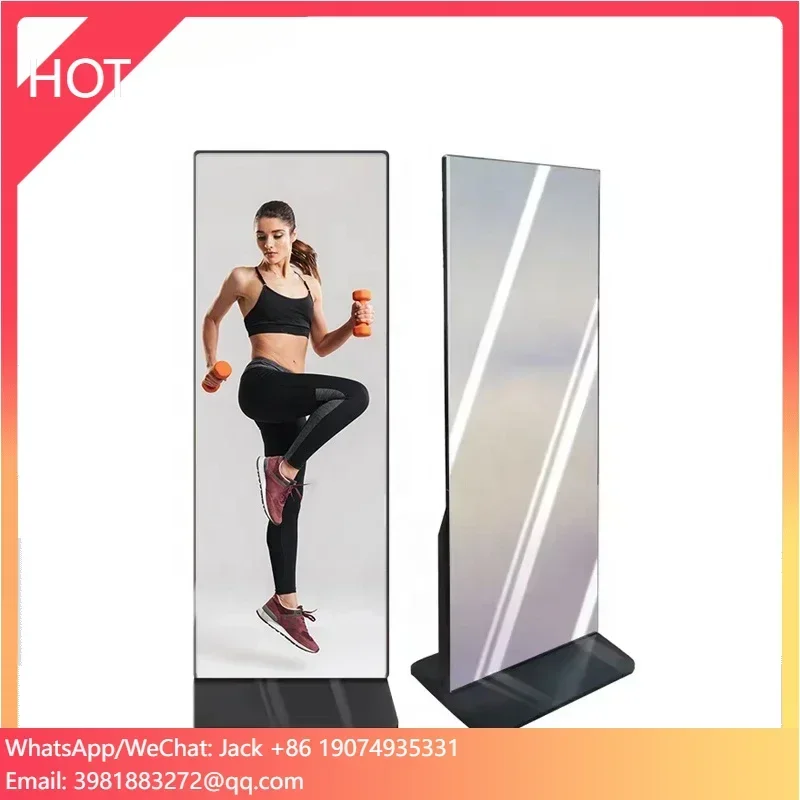 

2025Floor Stand Multimedia Intelligent Fitness Mirror Touch Screen Smart Magic Mirror For Advertising Display