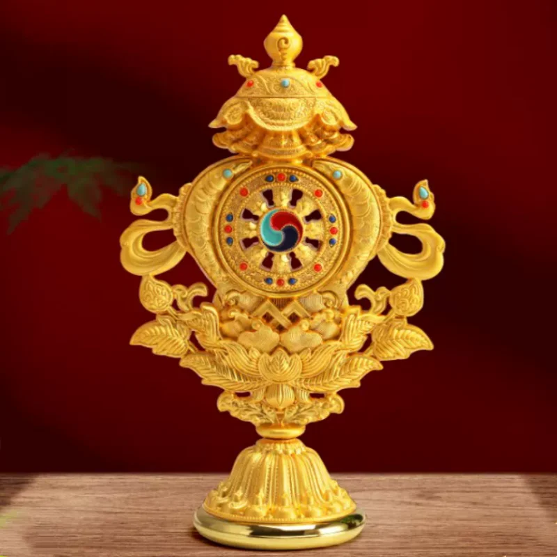Exquisite Double-sided Carved Tibetan Eight Auspicious Symbols - Esoteric Entryway Ornament, Buddhist Altar Decor