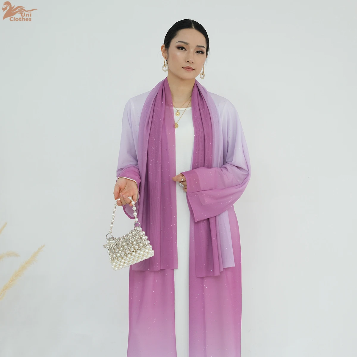 2025 nouvelle robe de luxe ethnique paillettes avant ouvert Abaya avec Hijab robe modeste dubaï Abaya femmes robe musulmane