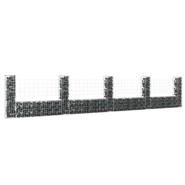

U-shape Gabion Basket with 5 Posts Iron 196.9"x7.9"x39.4"