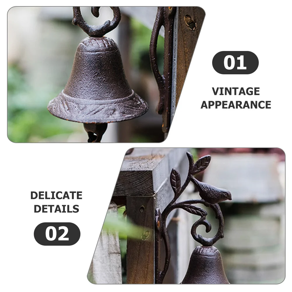 

Vintage Iron Birds Wall Hanging Doorbell Decorative Metal Bell for Home Yard Outdoor Indoor Front Door Decorations Rustic Dinner