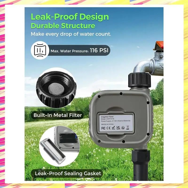 

ABJJ Sprinkler Timer Outdoor, Programmable Water Timer For Garden Hose, Waterproof Hose Timer With Rain Delay/Manual