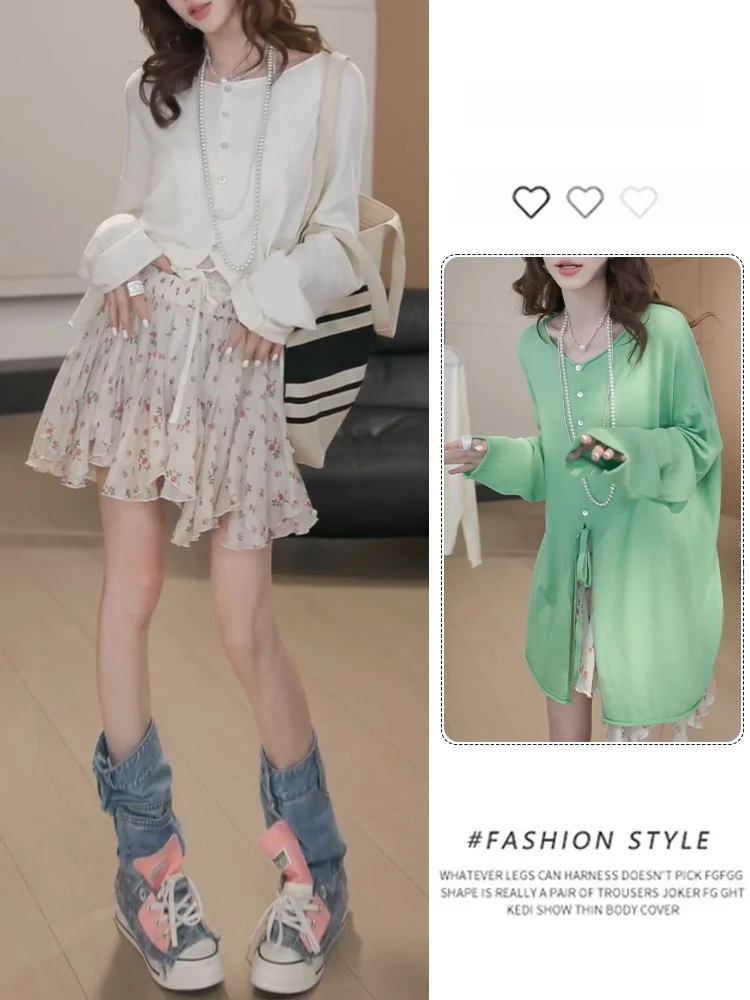 

Loose Long Sleeve Floral Print Two-Piece Set Women's Summer Casual Comfortable Fashion Ensemble High Waist Short Skirt