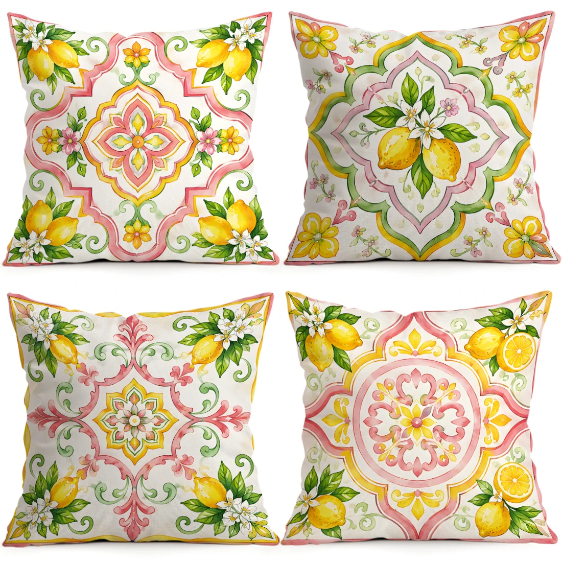 Porcelain Flower Lemon Pillowcase Printed Polyester 40/45/50cm Throw Pillowcover Decorative Sofa Cushion Pillowslip Home Decor