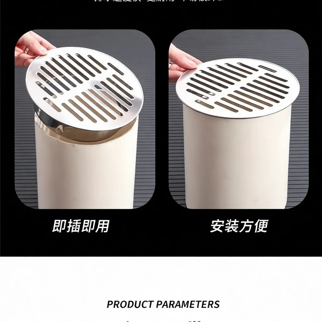 304 Stainless Steel Flat Floor Drain Outdoor Balcony Sewer Strainer Anti Clogging Grid Cover Roof Terrace Water Filter