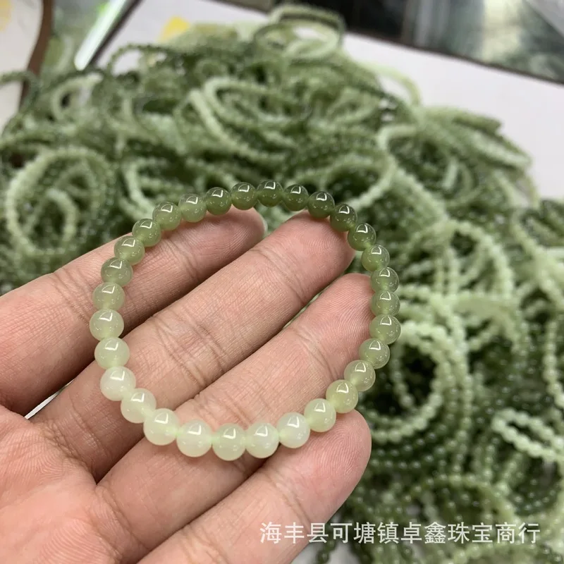 Natural Hetian Jade Gradient Color 6Mm Bracelet Style Women, Simple And Fashionable, Versatile