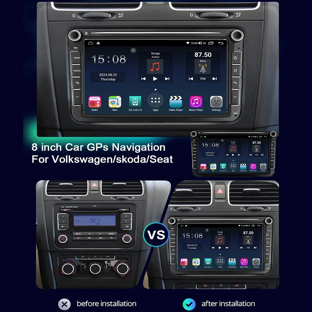 

2+32G 9inch Car Stereo Radio GPS Navigation with Wireless Carplay Android 13 For VW Passat NMS Lavida Touran Golf Jetta Polo