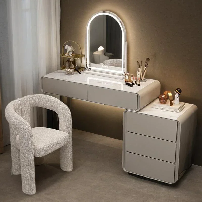 Tocador minimalista, soporte para trucos, Silla de maquillaje de bailarina para tocador, escritorio con espejo, Tocador Con Simple y elegante de lujo